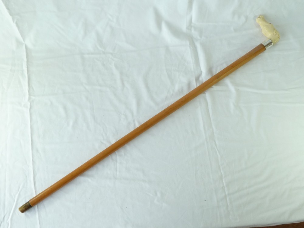 Carved Ivory Horse Head Malacca Walking Stick Novelty Cane  View IX