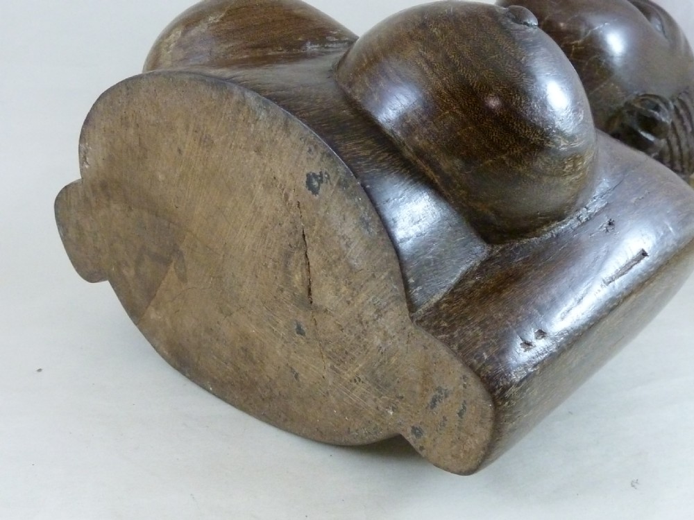 Large Carved Bust African Woman Hardwood Tribal  View VI
