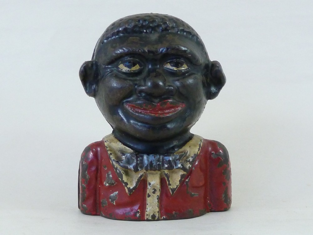 Original Young Jolly Still Bank English Cast Iron Painted Antique