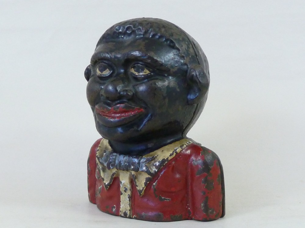Original Young Jolly Still Bank English Cast Iron Painted Antique View II