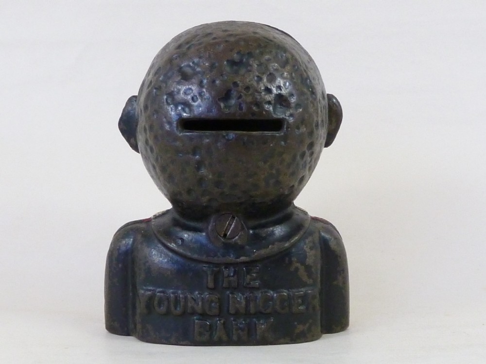 Original Young Jolly Still Bank English Cast Iron Painted Antique View III