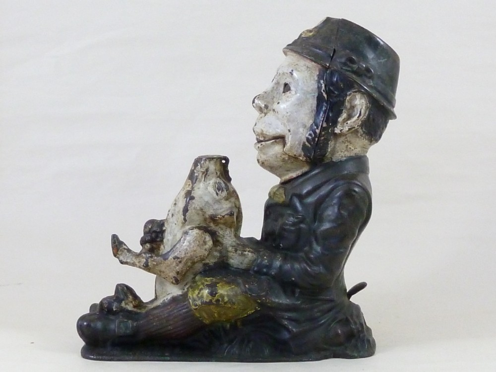 Original Paddy and the Pig Irish Mechanical Bank English Cast Iron Painted Antique