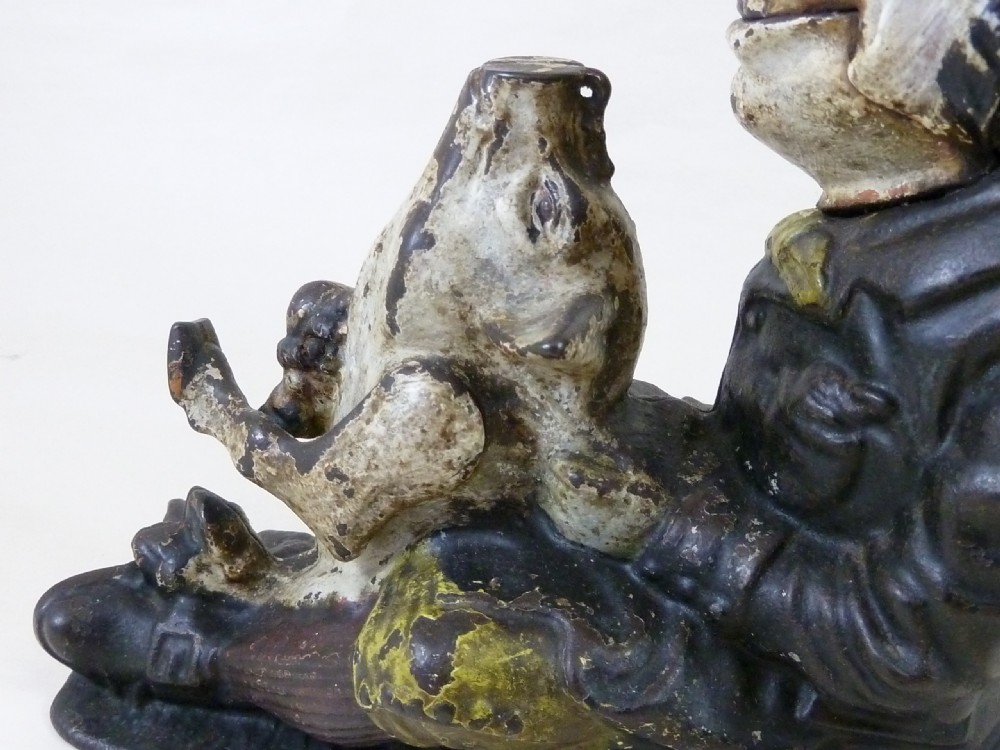Original Paddy and the Pig Irish Mechanical Bank English Cast Iron Painted Antique View II