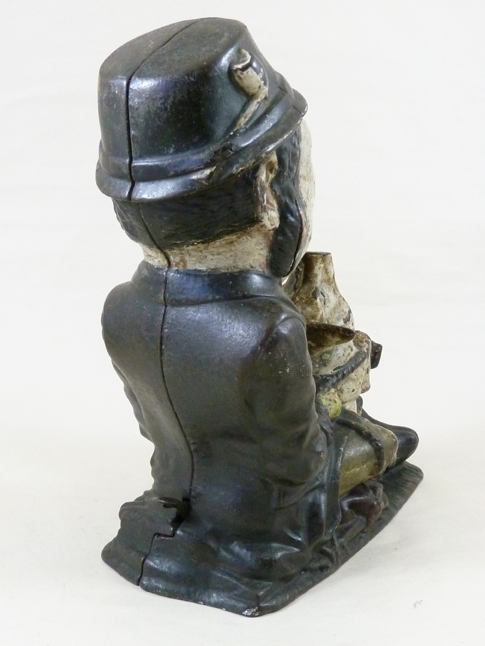 Original Paddy and the Pig Irish Mechanical Bank English Cast Iron Painted Antique View IV
