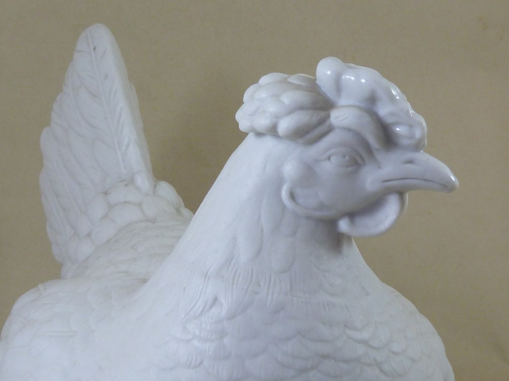 Large Hen On Nest Tureen Staffordshire Porcelain Parian Egg Basket Victorian View IV