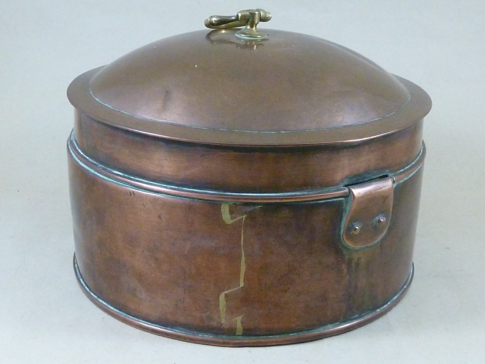 Georgian Copper Spice Box Round Segmented Seamed Padlock View II