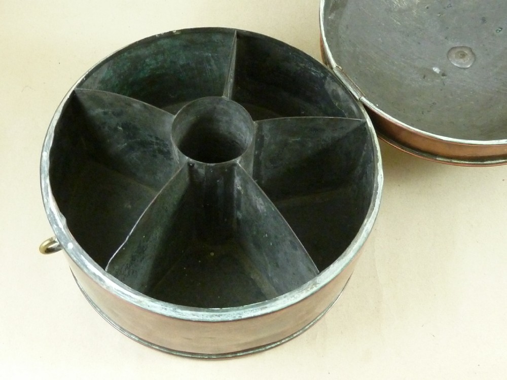 Georgian Copper Spice Box Round Segmented Seamed Padlock View V