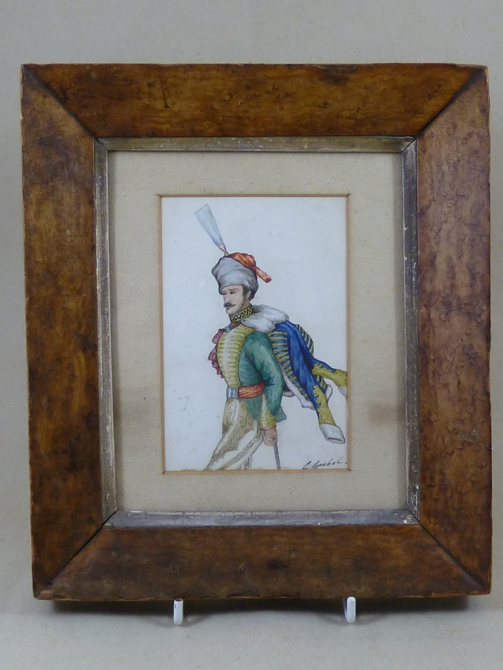 Carl Goebel Signed Watercolour Hussar Military Officer European Uniform View II