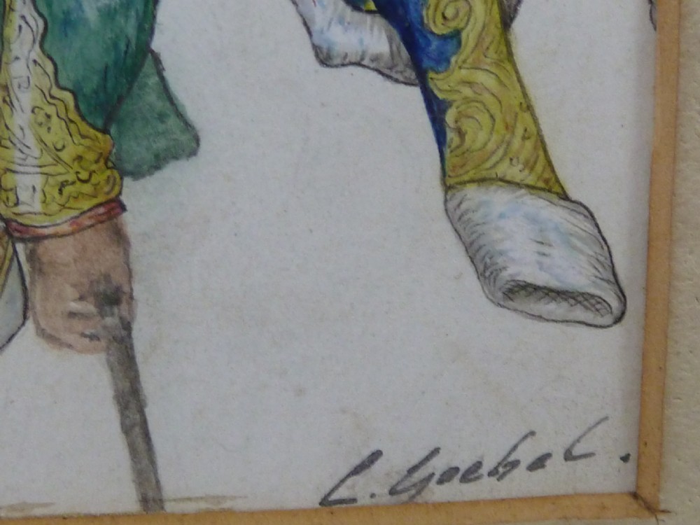 Carl Goebel Signed Watercolour Hussar Military Officer European Uniform View V