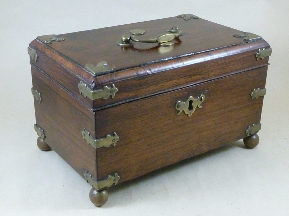 Anglo Chinese Padauk Wood Brass Mounted Tea Caddy 1770 China