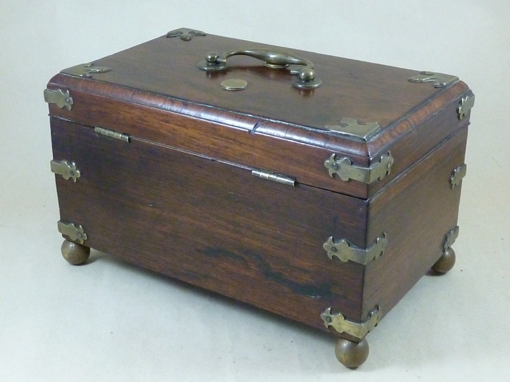 Anglo Chinese Padauk Wood Brass Mounted Tea Caddy 1770 China View II