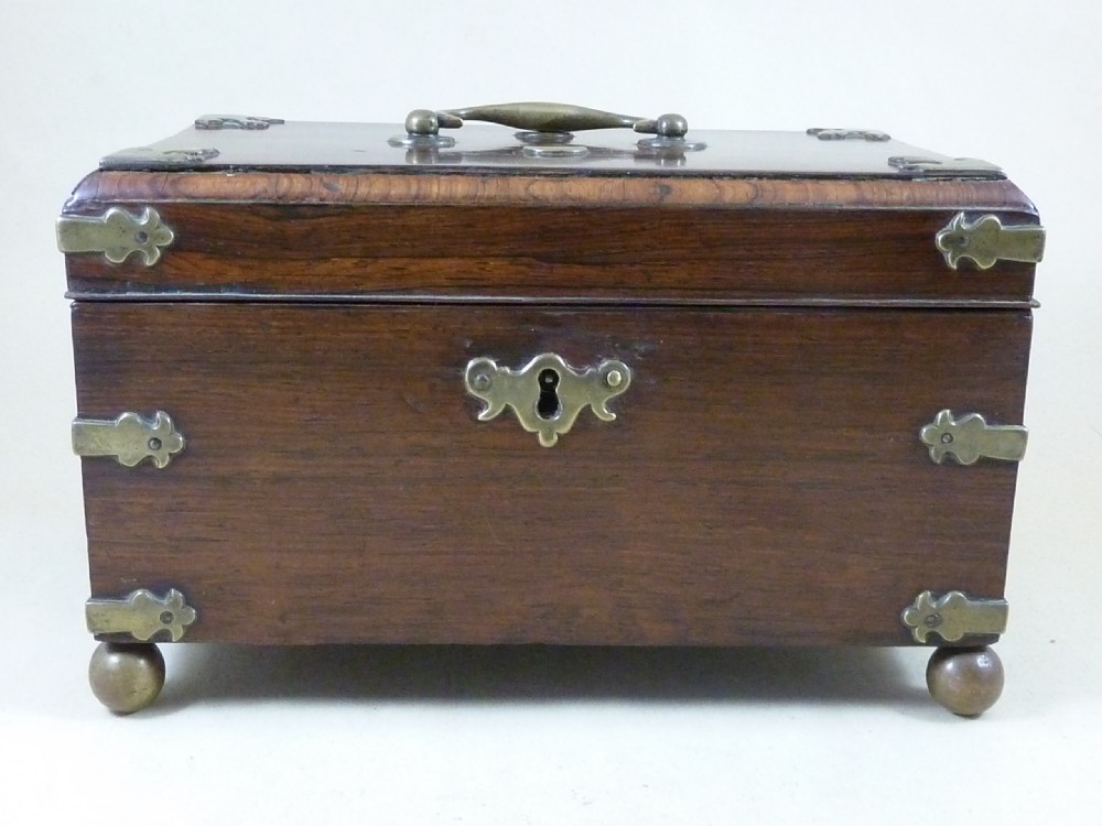 Anglo Chinese Padauk Wood Brass Mounted Tea Caddy 1770 China View V