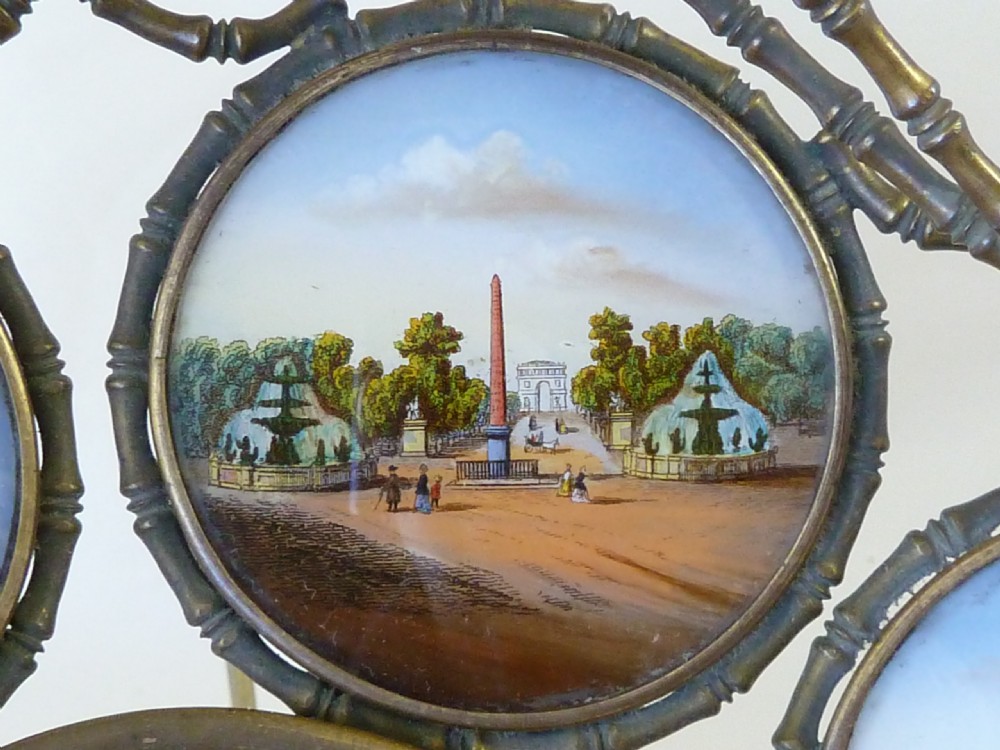 French Souvenir Verre Eglomise Swing Handle Basket Grand Tour View II