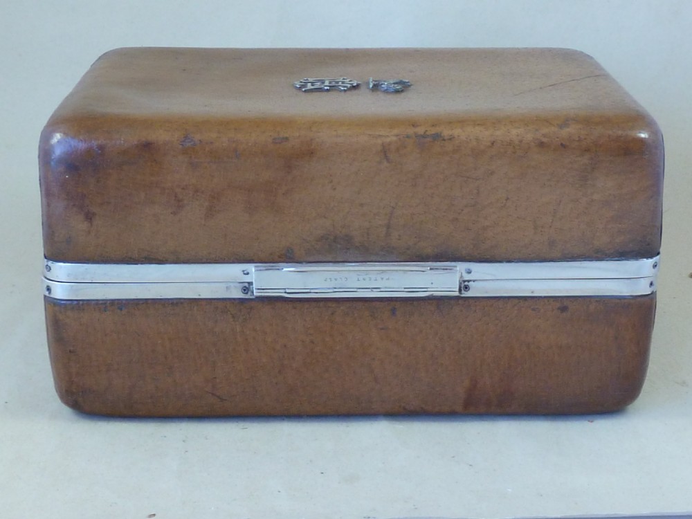 Victorian Asprey Silver Leather Cigar Humidor Travel Case Box Caddy View III