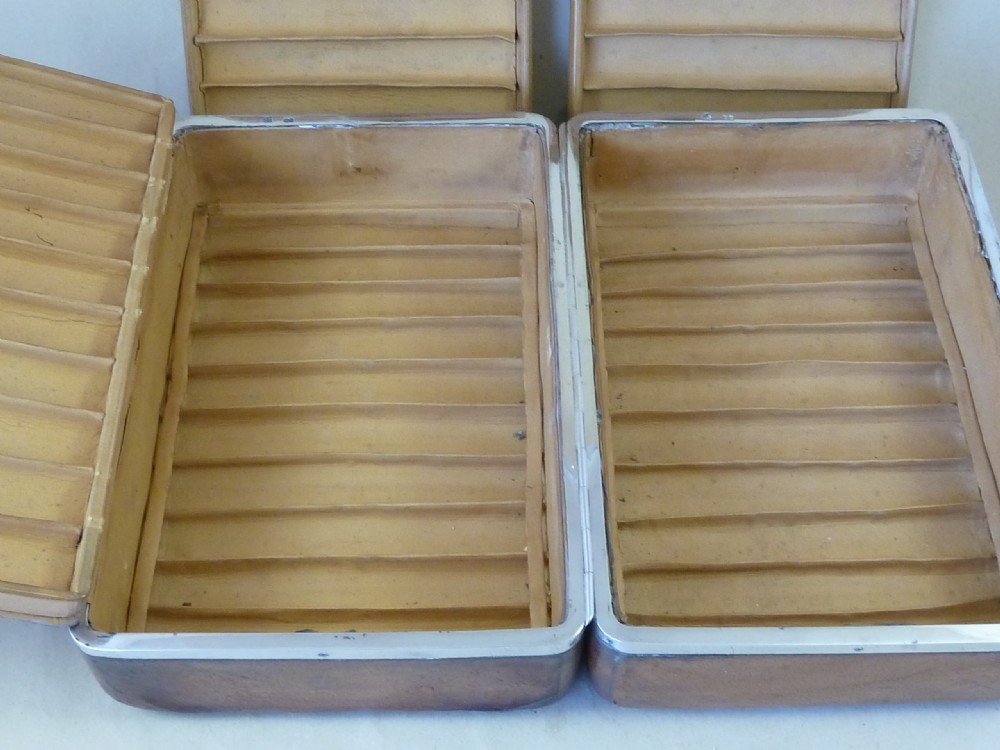 Victorian Asprey Silver Leather Cigar Humidor Travel Case Box Caddy View X