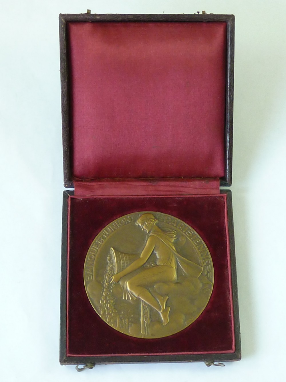 Art Deco Banque De L'Union Parisienne Large French Medal Medallion Lucien Bazor View II