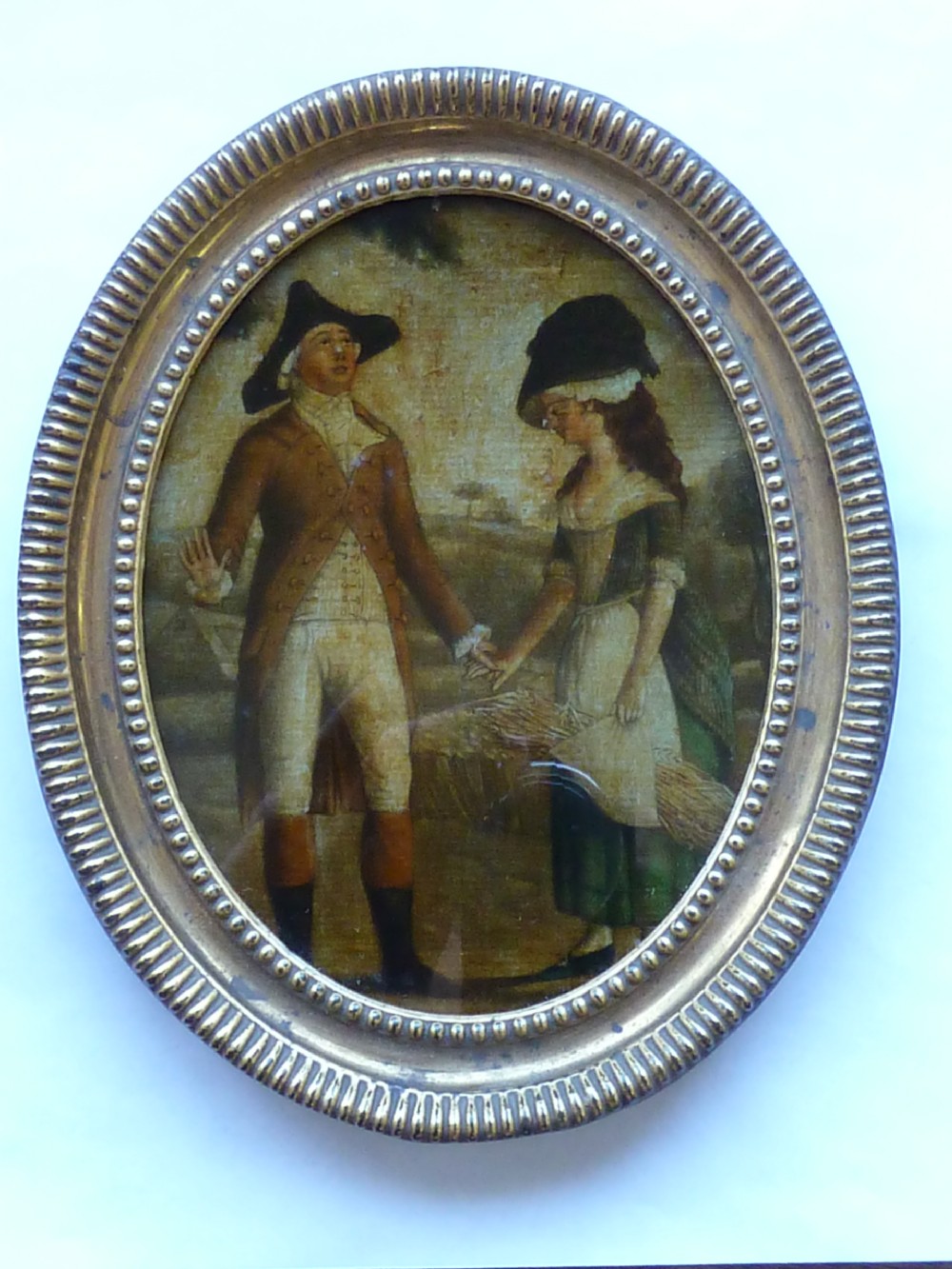 Georgian Reverse Glass Painted Small Print Palemon and Lavinia