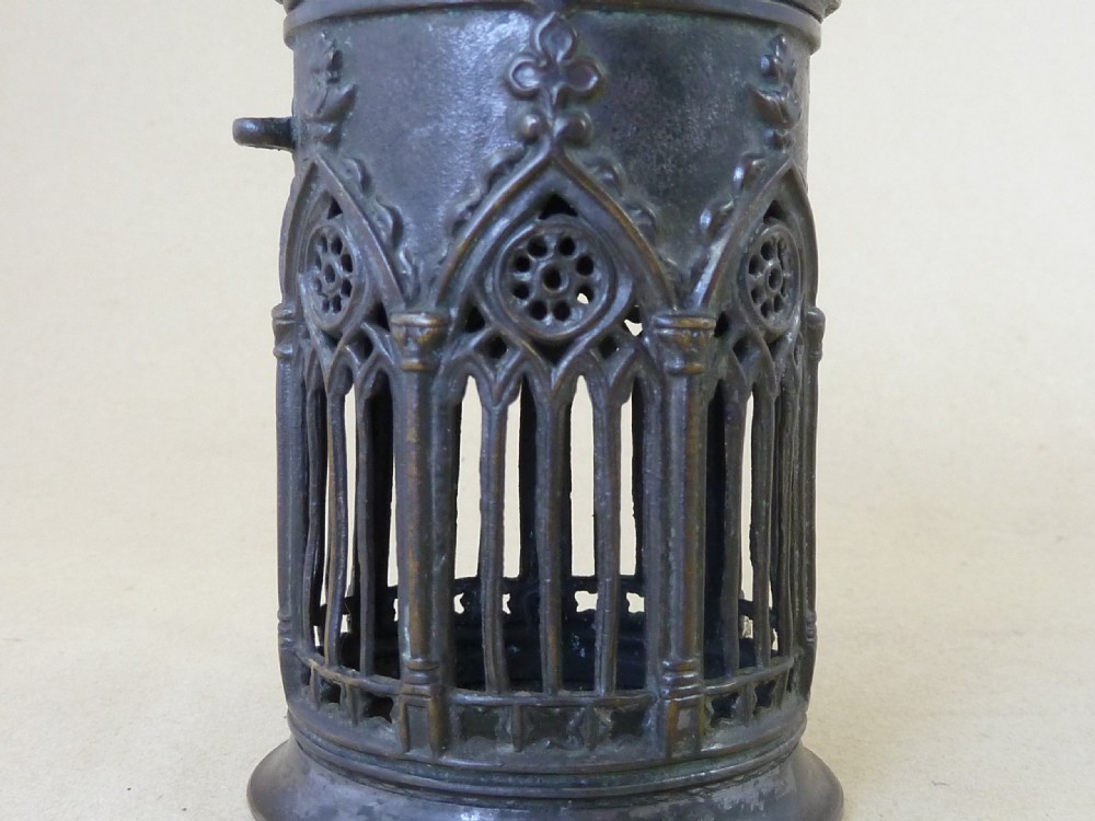 Regency Gothic Revival Folly Wax Jack Bougie Box Bronze Brass  View III