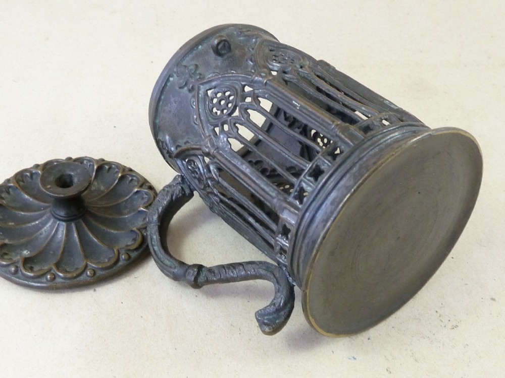 Regency Gothic Revival Folly Wax Jack Bougie Box Bronze Brass  View V