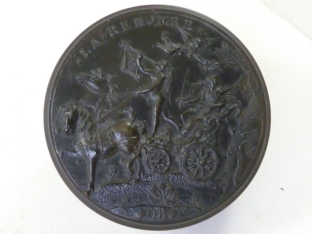 John Obrisset English Pressed Horn Snuff Box Signed OB