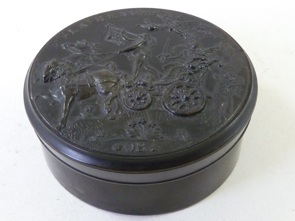 John Obrisset English Pressed Horn Snuff Box Signed OB View VI