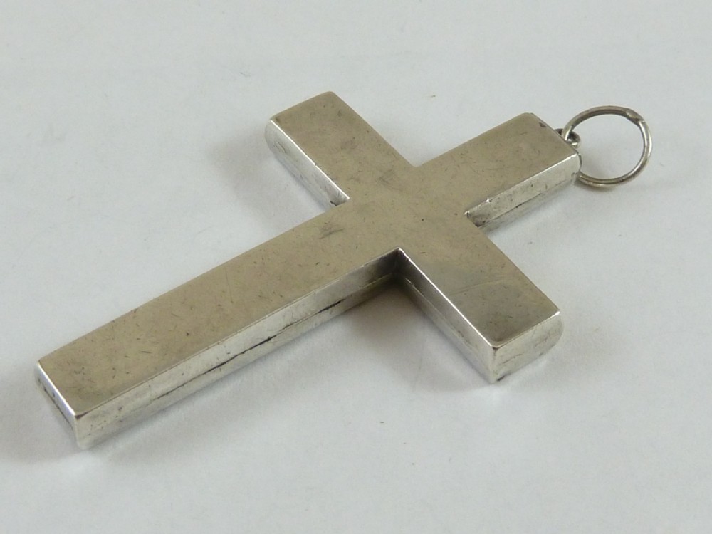 Victorian Scottish Silver Pectoral Cross Pendant Specimen Hardstone Pebble View III