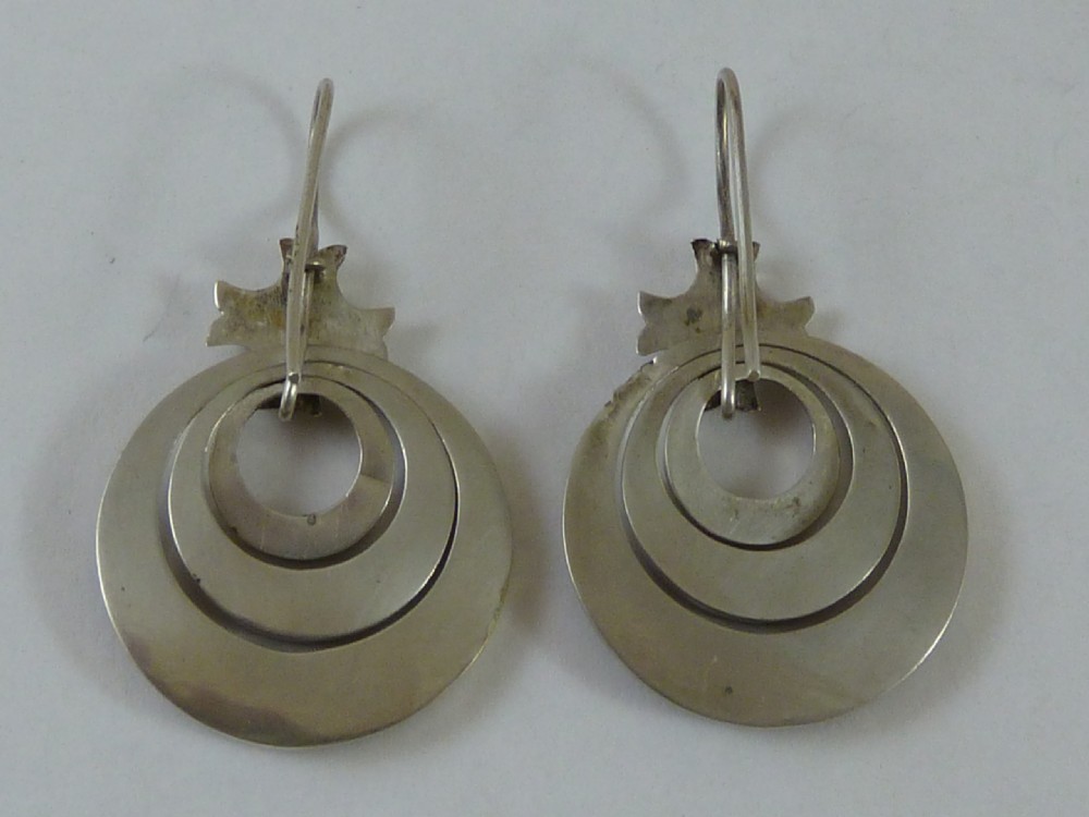 Victorian Scottish Silver Earrings Specimen Hardstone Pebble Antique View IV