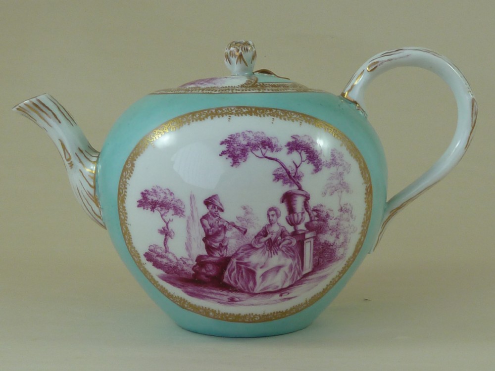 Meissen Porcelain Cabaret Set Tete A Tete Turquoise Ground Puce View IV