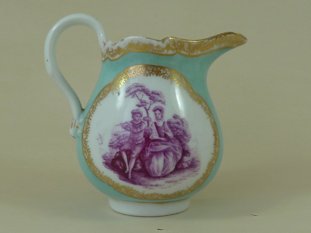 Meissen Porcelain Cabaret Set Tete A Tete Turquoise Ground Puce View VI