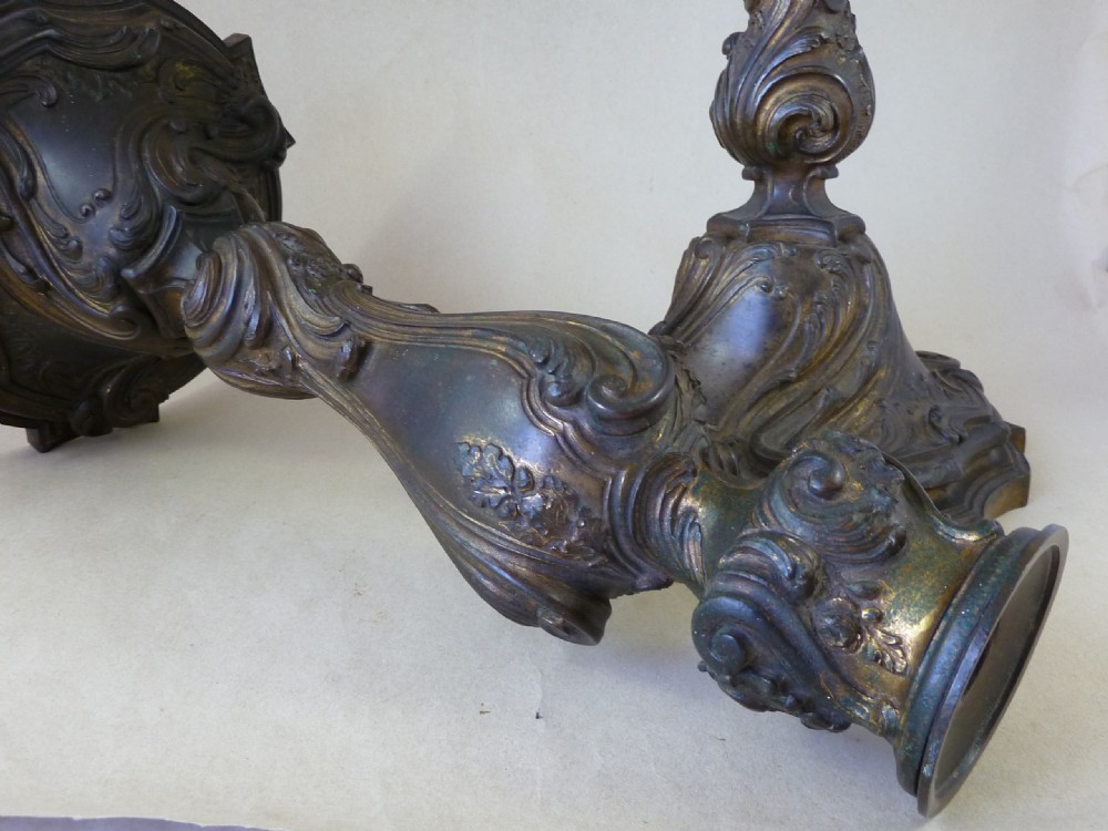 Large Ormolu Louis XV Rococo Gilt Bronze Candlesticks Pair View V