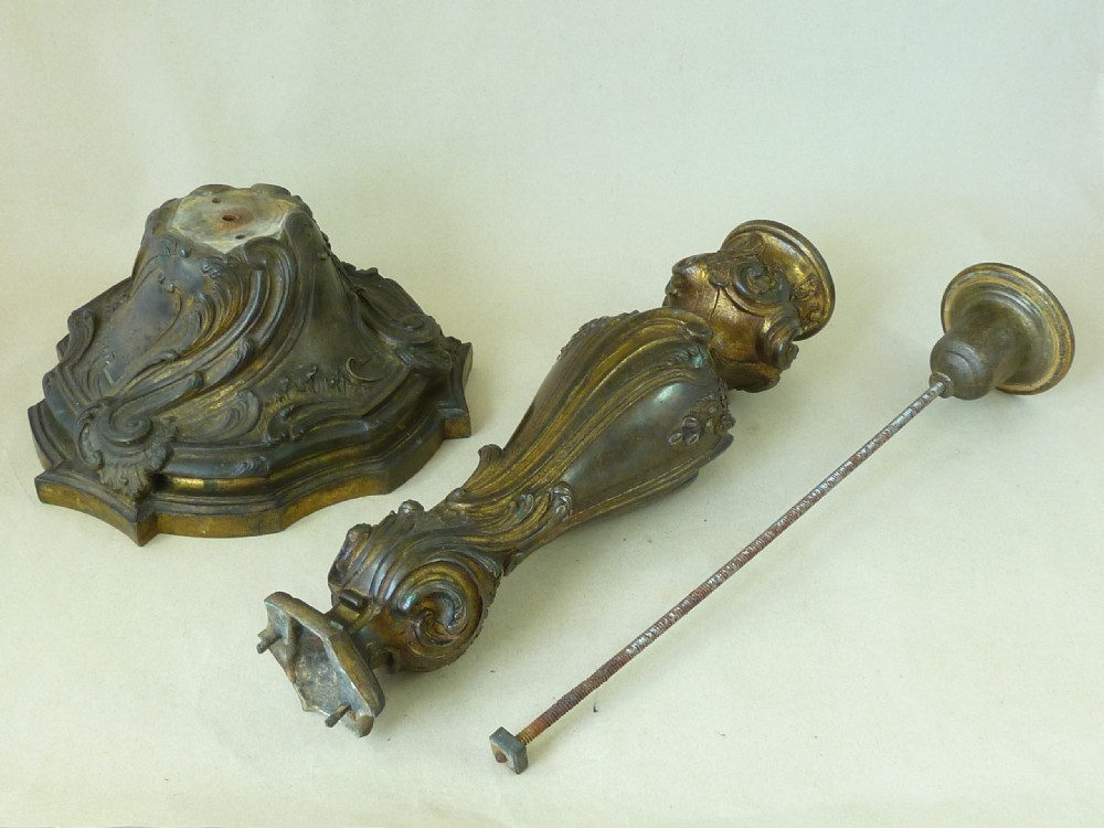 Large Ormolu Louis XV Rococo Gilt Bronze Candlesticks Pair View VII