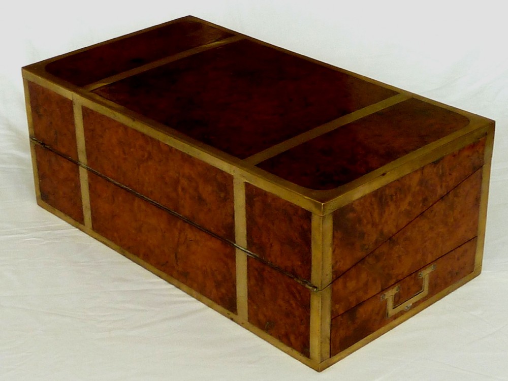 Regency Campaign Writing Slope Brass Bound Desk Solid Amboyna Anglo Indian 