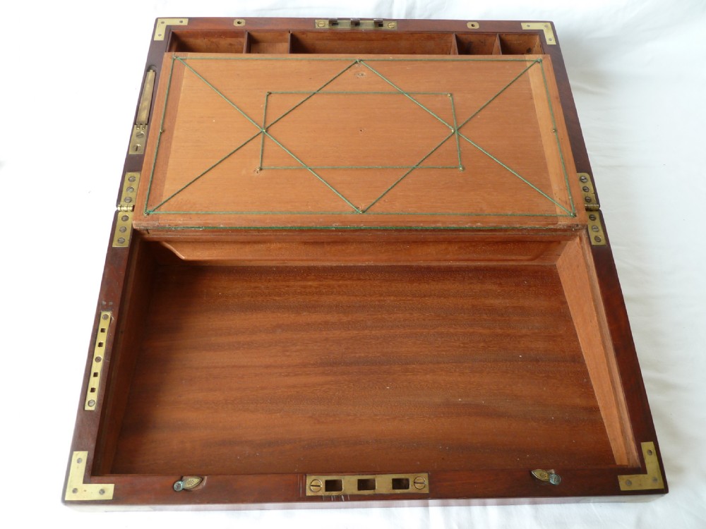 Georgian Military Campaign Writing Slope Brass Bound Candle Sconces Portable Desk Solid Mahogany  View IX