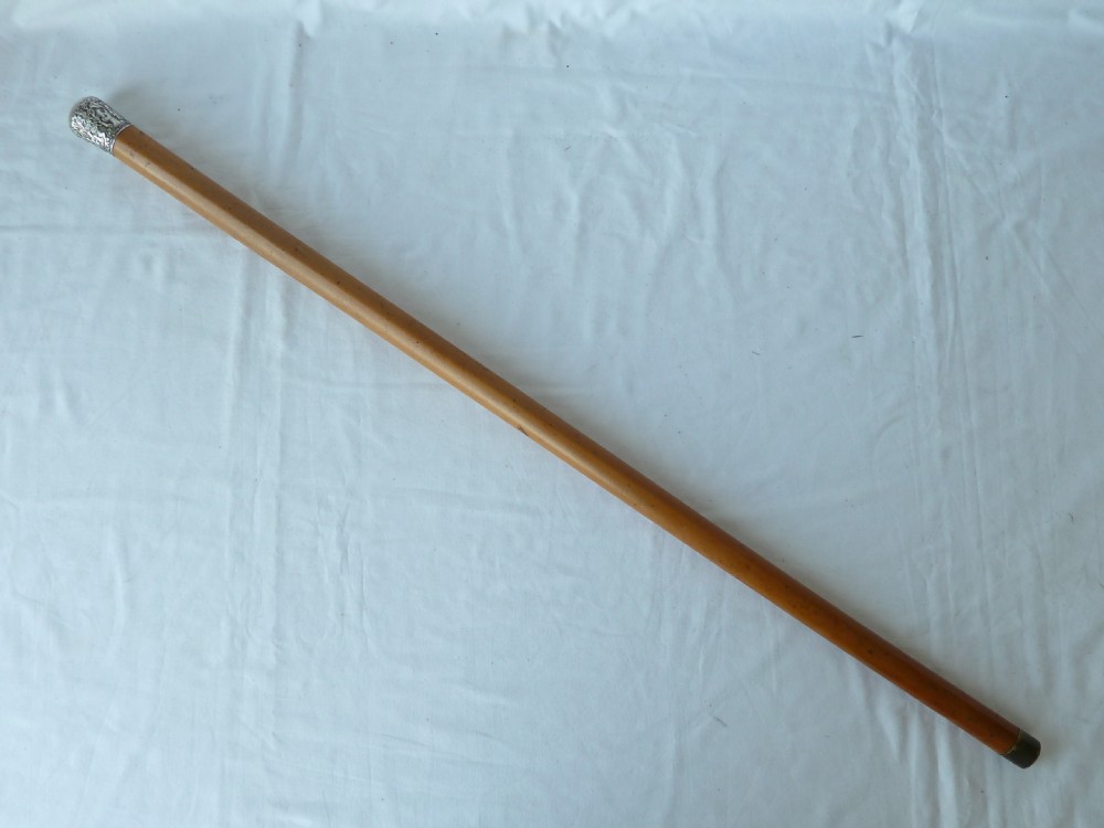 Chinese Export Silver Top Walking Stick Cane Malacca Bth View II