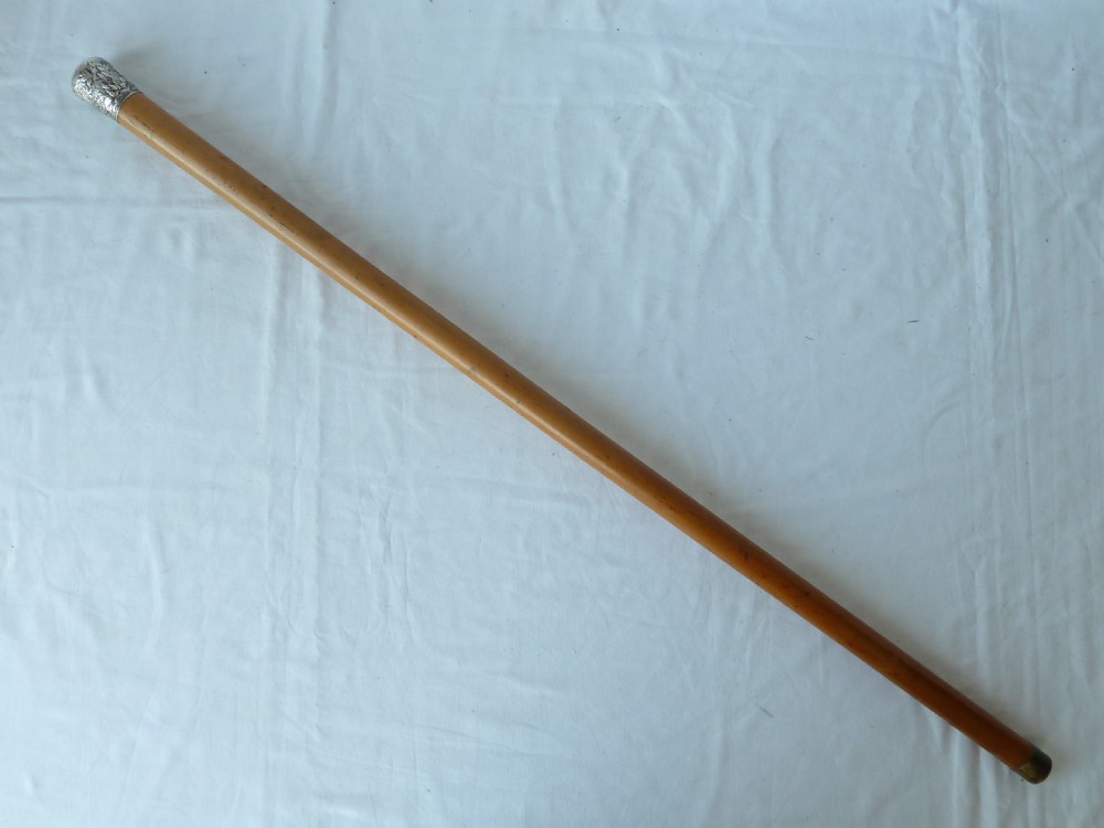 Chinese Export Silver Top Walking Stick Cane Malacca Bth View III
