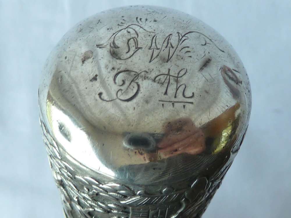Chinese Export Silver Top Walking Stick Cane Malacca Bth View VII