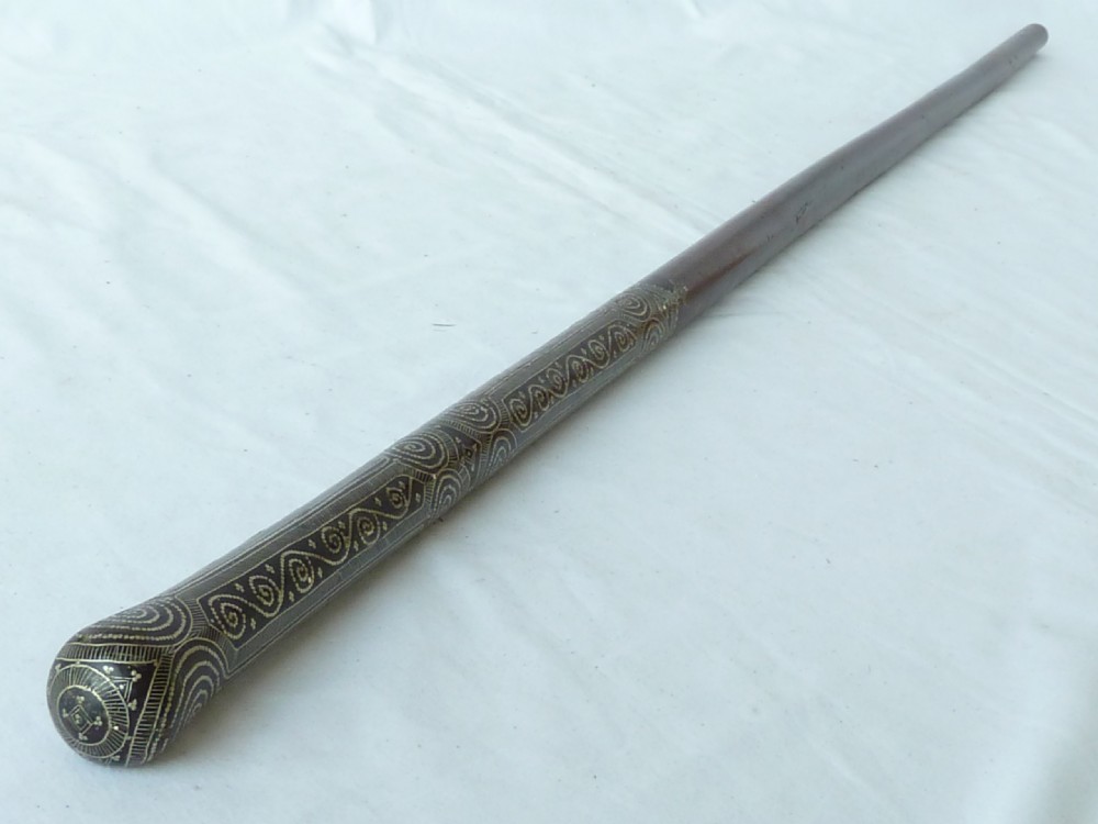Pique Hardwood Walking Stick Cane Silver Inlay Asia View VII