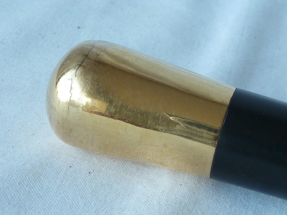 Georgian Gold Ebony Walking Stick Cane Wrist Cord English View V