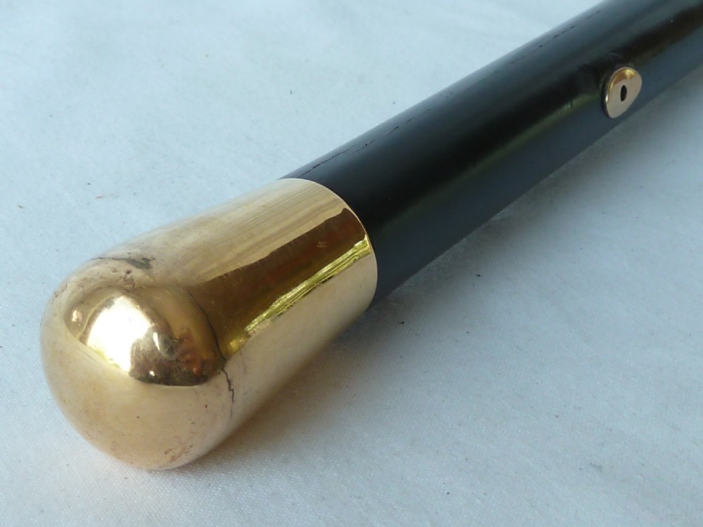 Georgian Gold Ebony Walking Stick Cane Wrist Cord English View VI