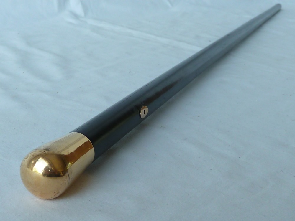 Georgian Gold Ebony Walking Stick Cane Wrist Cord English View VII