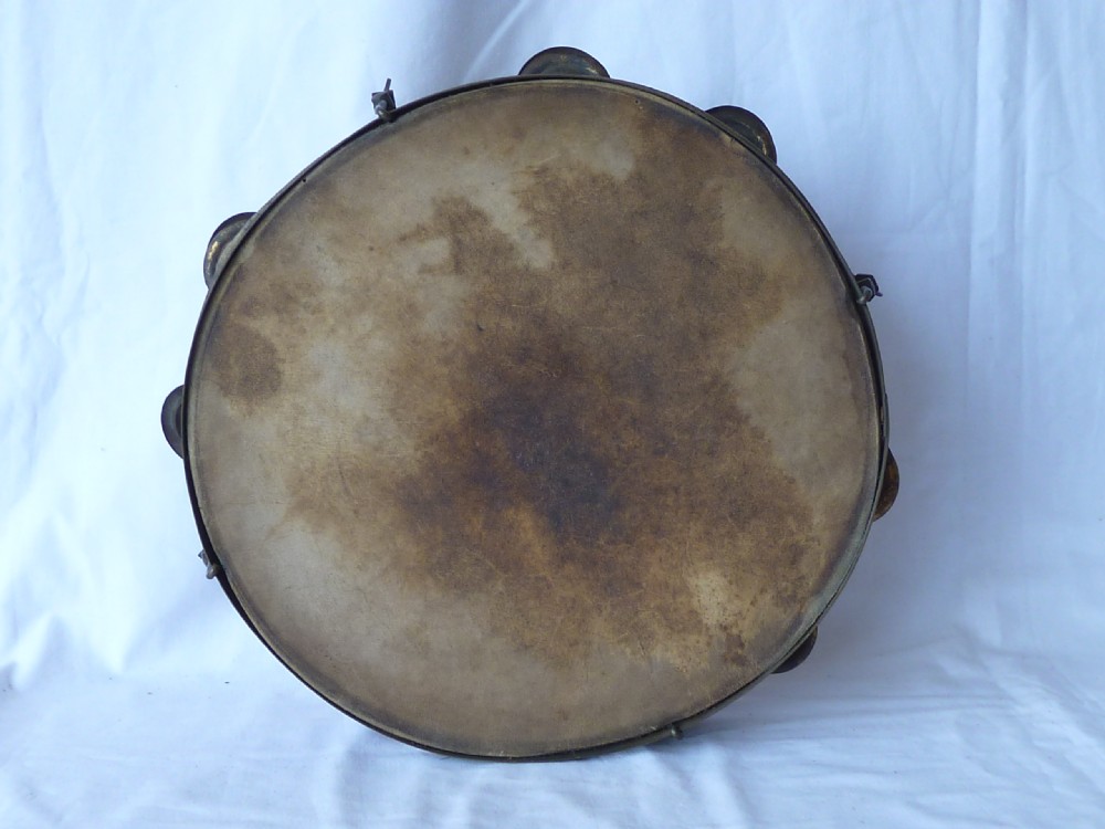 Victorian Painted Tambourine English Percussion Drum Musical Instrument View IV