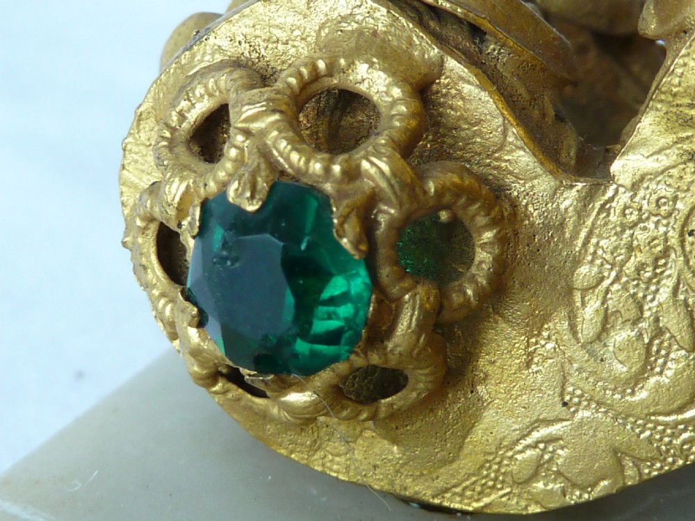 Cannon Gilt Brass Pin Cushion Jewelled Stand Palais Royal French View VI