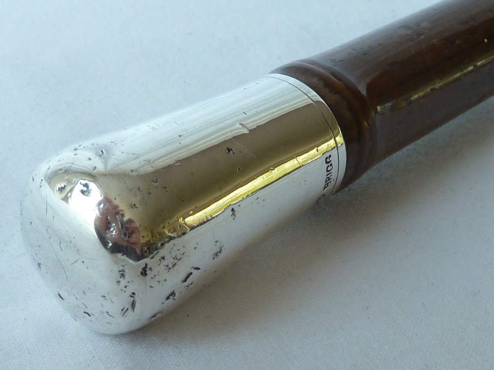1891 Silver Handle Brigg Walking Stick Cane Hallmarked Victorian Bamboo View VII