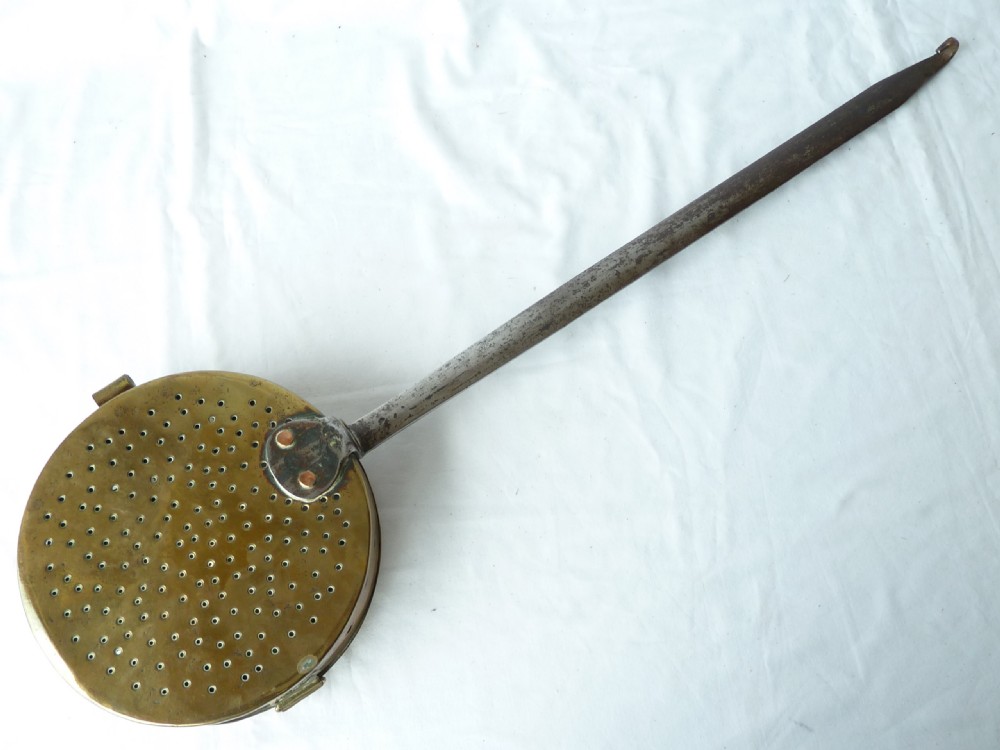 Large Georgian Iron Brass Chestnut Roaster Dated 1771 View III