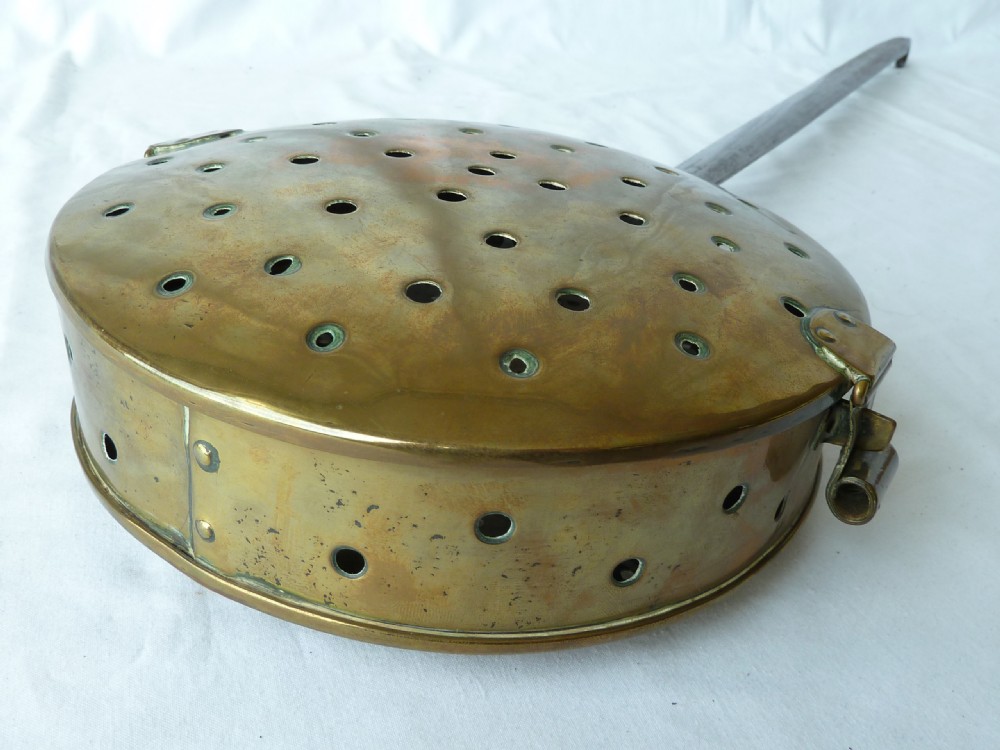 Large Georgian Iron Brass Chestnut Roaster Dated 1771 View VII