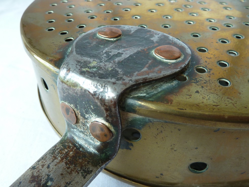 Large Georgian Iron Brass Chestnut Roaster Dated 1771 View IX