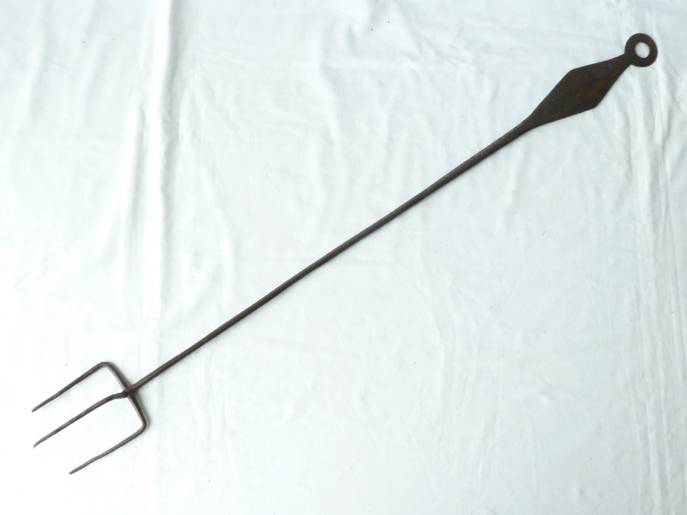 Welsh Georgian Steel Toasting Fork Skewer Hook Holder Hanger Brass Inlay Same Maker View IV
