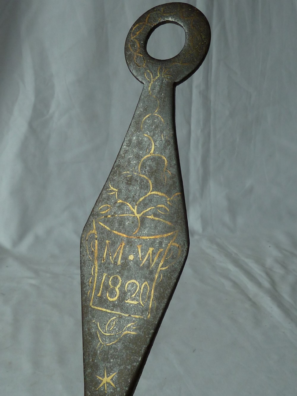 Welsh Georgian Steel Toasting Fork Skewer Hook Holder Hanger Brass Inlay Same Maker View VIII