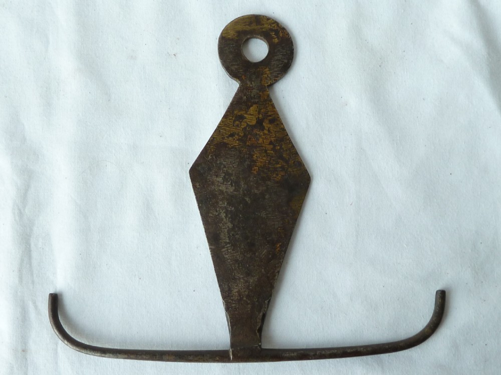Welsh Georgian Steel Toasting Fork Skewer Hook Holder Hanger Brass Inlay Same Maker View X