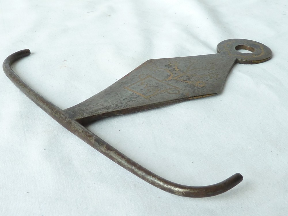 Welsh Georgian Steel Toasting Fork Skewer Hook Holder Hanger Brass Inlay Same Maker View XIII